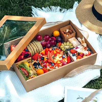 Brown Color Kraft Paper E Flute Corrugated Box With Transparent Window Food Packaging