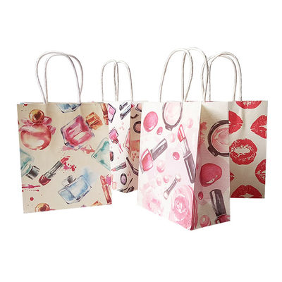 Recyclable Offset Printed Paper Shopping Bag , Take Away Food Bag Foldable