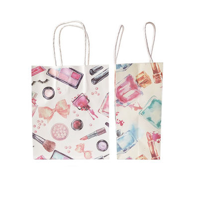 Recyclable Offset Printed Paper Shopping Bag , Take Away Food Bag Foldable