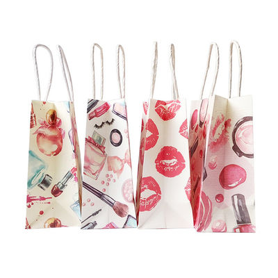 Recyclable Offset Printed Paper Shopping Bag , Take Away Food Bag Foldable