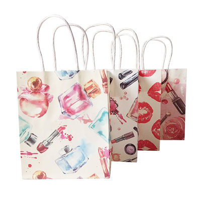 Recyclable Offset Printed Paper Shopping Bag , Take Away Food Bag Foldable