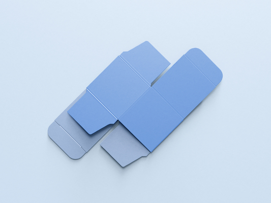Blue Coated Paper Foldable Gift Boxes With Ribbon For Cosmetic Packaging