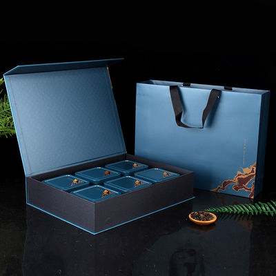 Blue Art Paper Paperboard Gift Boxes With Magnetic  For cosmetic Gift Packaging