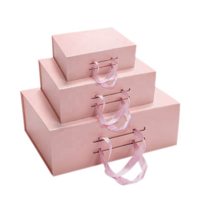 ISO9000 Folding Magnetic Flap Box Pink Dekoratif Untuk Pakaian